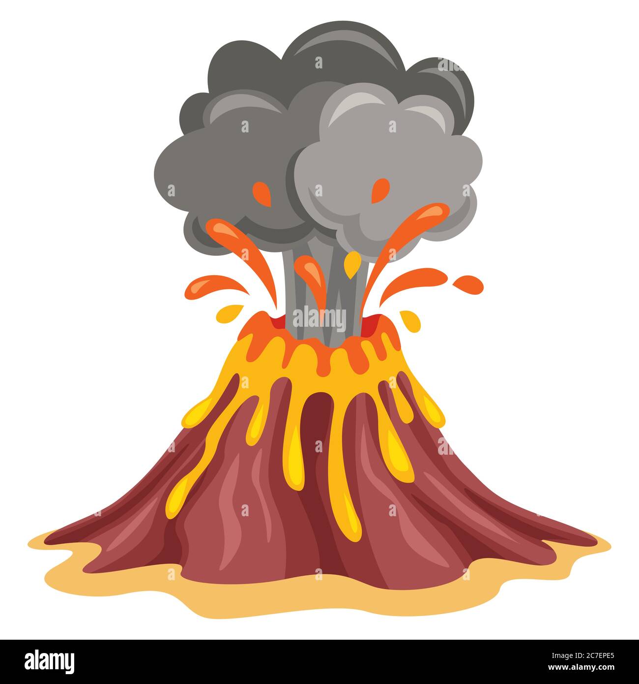 Sketch landscape volcanic eruption Royalty Free Vector Image