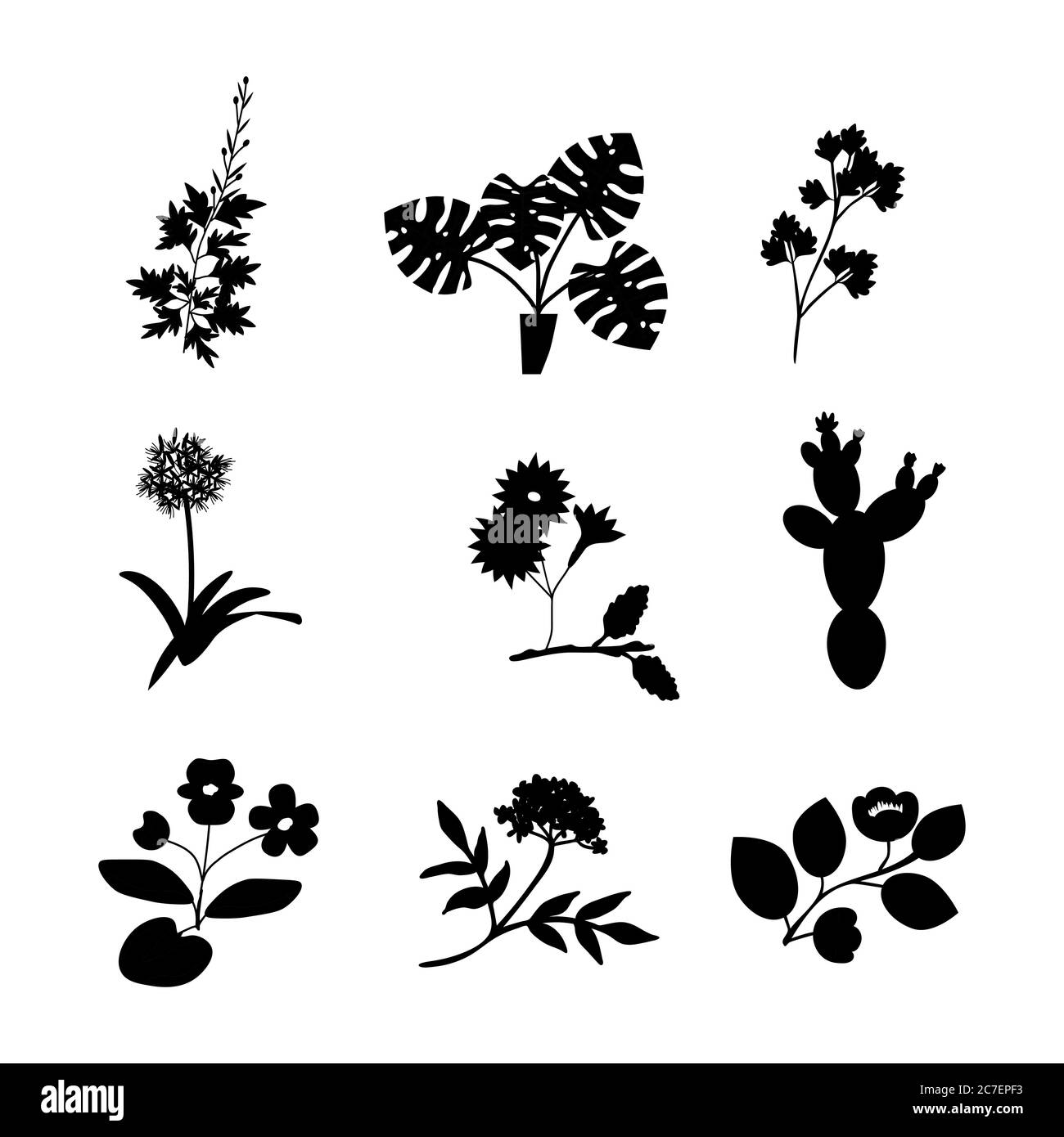 Vector flowers isolated icons collection Stock Vector