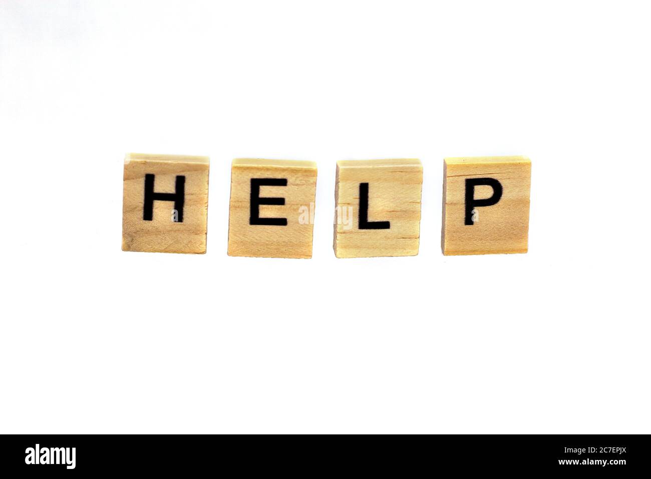 Help, letters with a white background Stock Photo