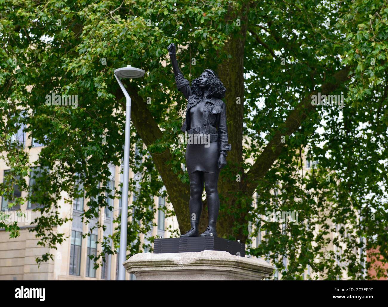 The "A Surge of Power (Jen Reid)" statue stands on the plinth occupied by Edward Colston's statue since 1895 in Bristol, UK, for just one day in July. Stock Photo