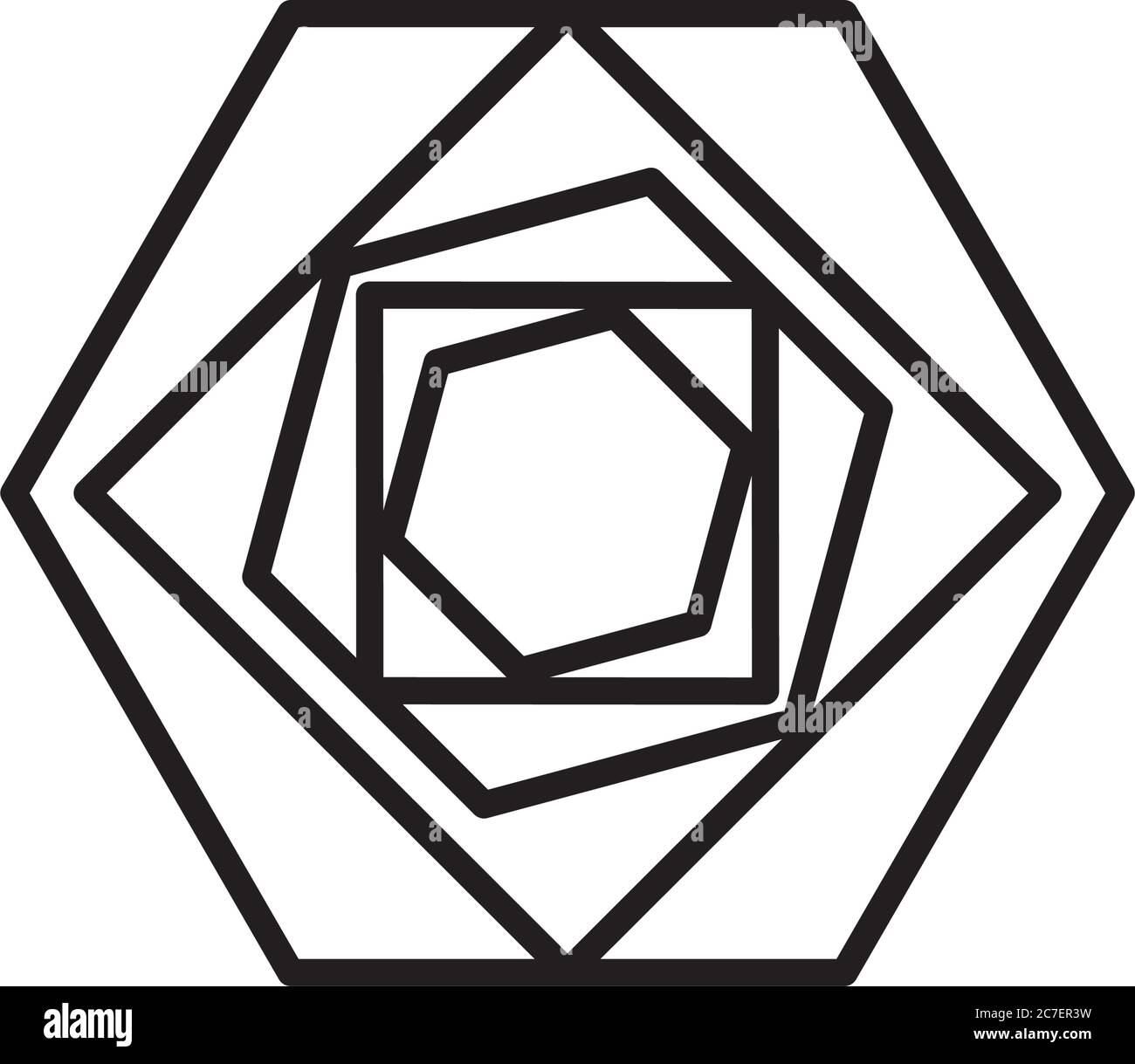 geometric hexagon shape icon over white background, line style, vector