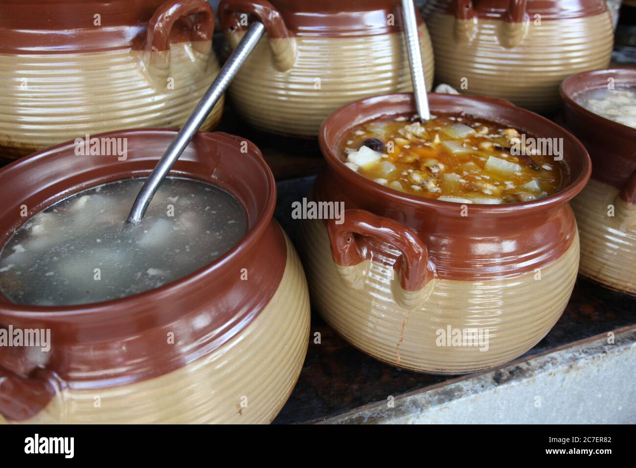 Pots of Tofu in China Stock Photo Alamy