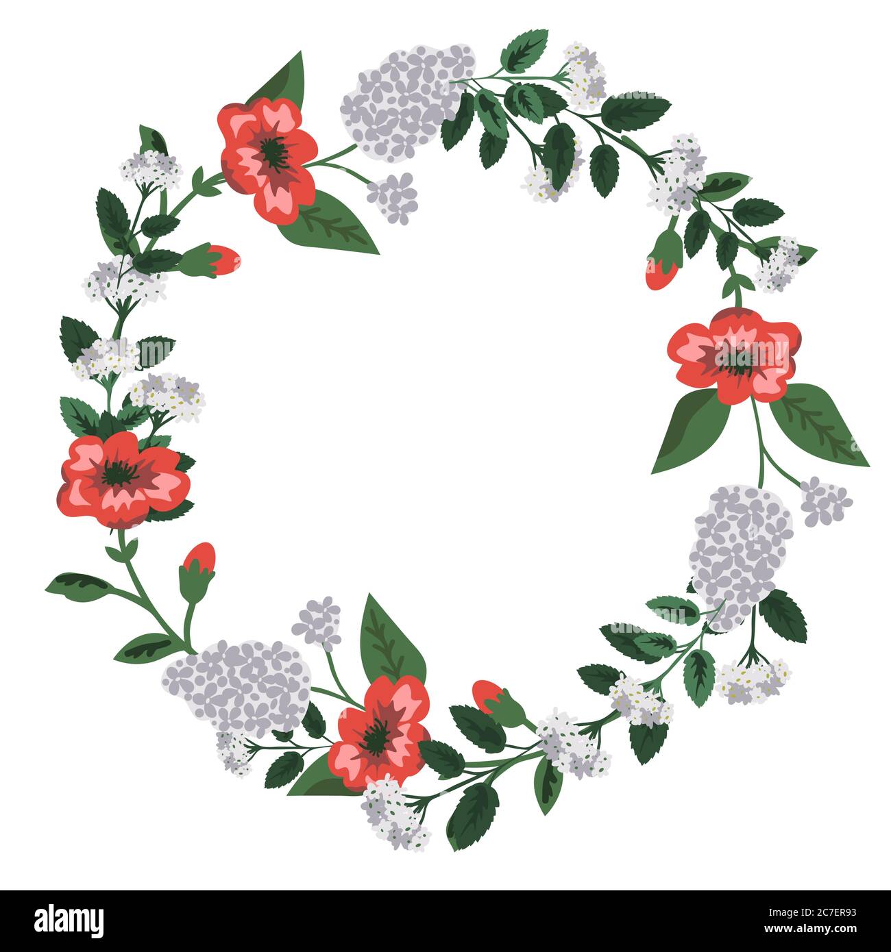 Spring floral wreath decorative background Stock Vector