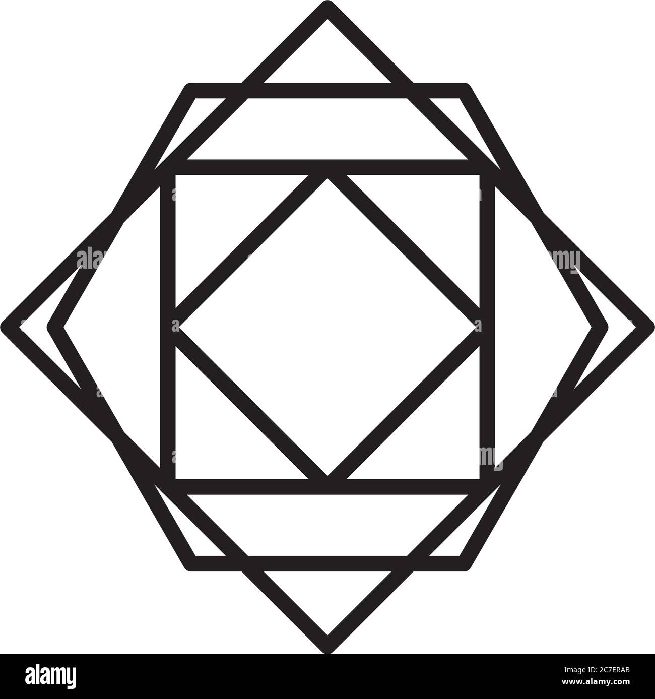 rhombus and squares shape icon over white background, line style ...
