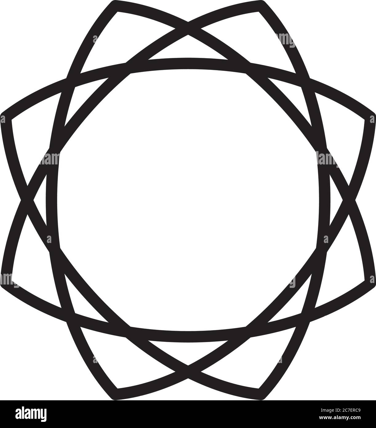 geometric flower shape icon over white background, line style, vector ...