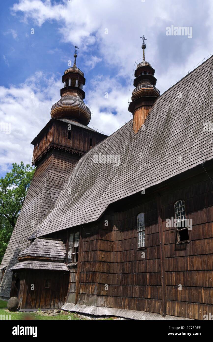 Poland, Rabka Zdroj: External view of the Wladyslaw Orkan Museum located in an old wooden catholic church. Stock Photo