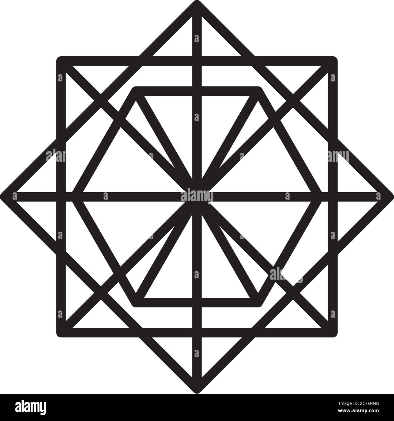 geometric rhombus, square and heaxagon shape icon over white background ...