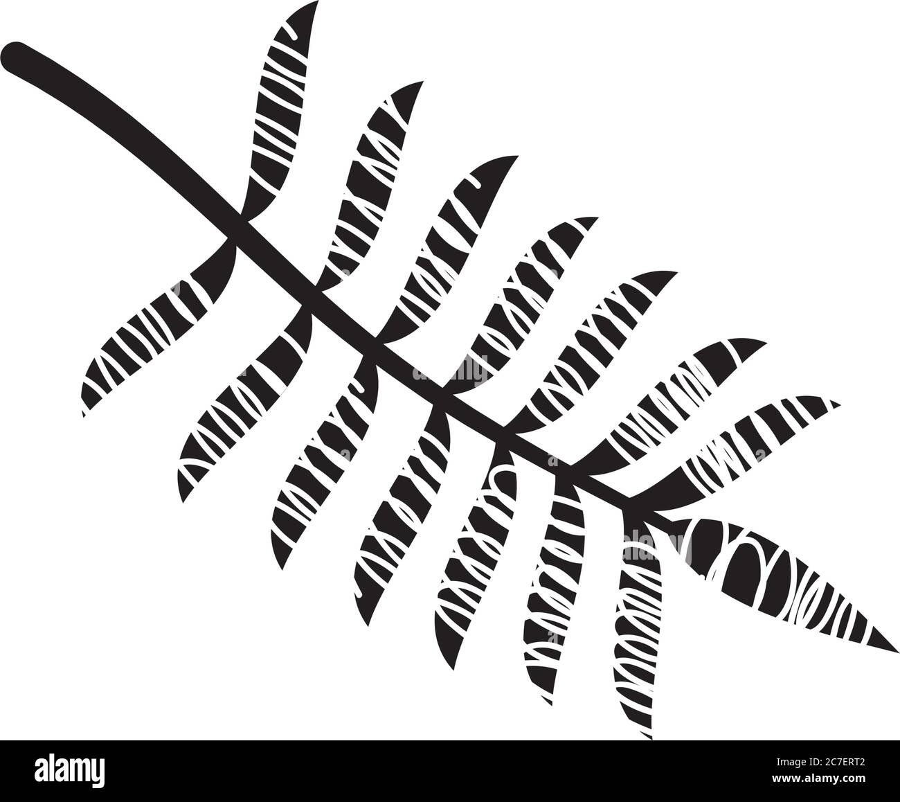 abstract tropical coconut leaf icon over white background, silhouette ...