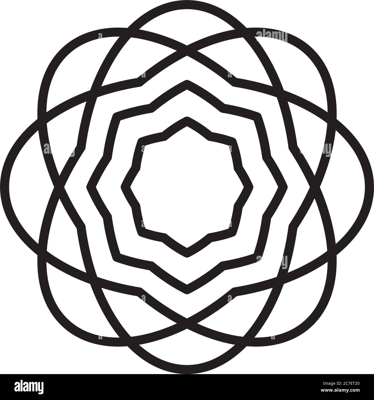 geometric flower icon over white background, line style, vector ...