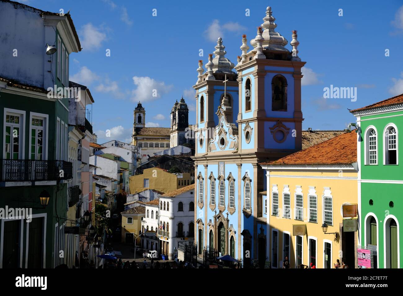 Salvador Bahia Brazil - Colorful old town colonial buildings Stock Photo