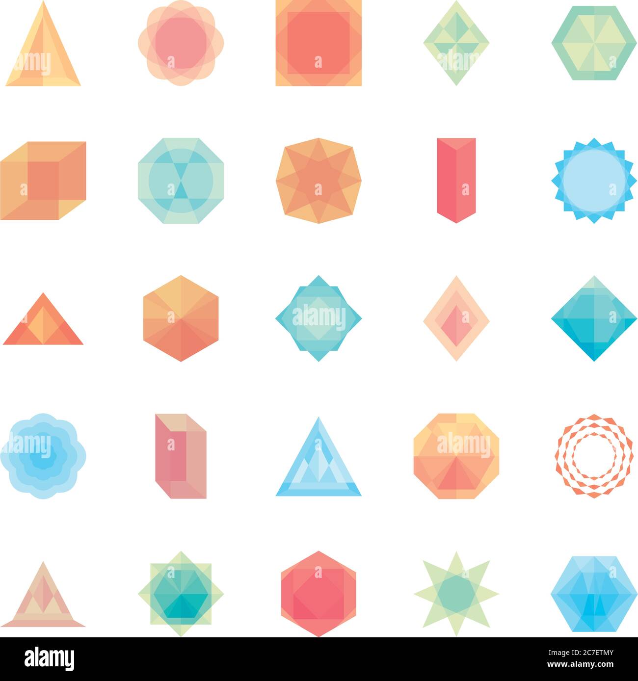 icon set of circles and geometric shapes over white background, flat ...