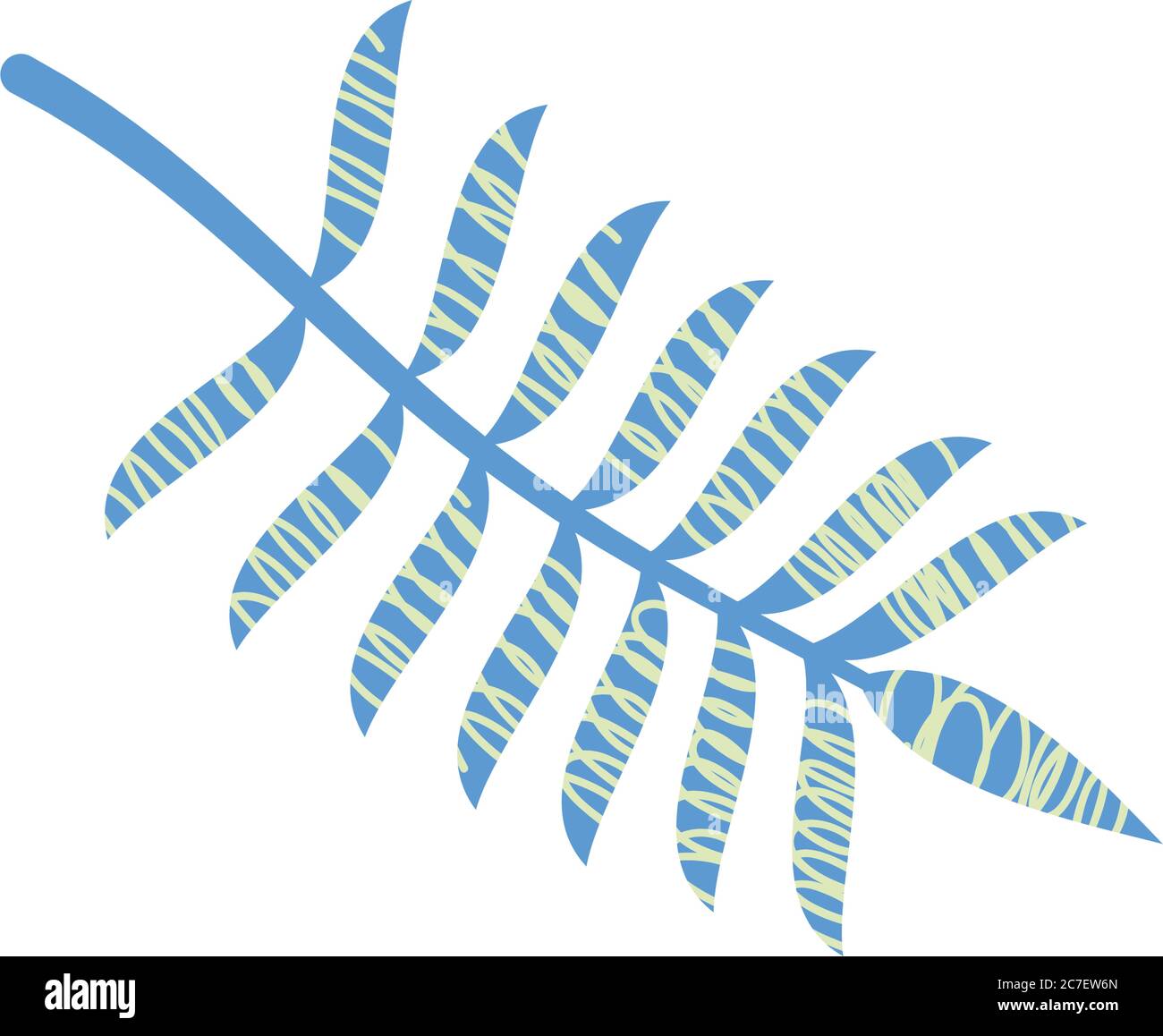 abstract tropical coconut leaf icon over white background, flat style ...