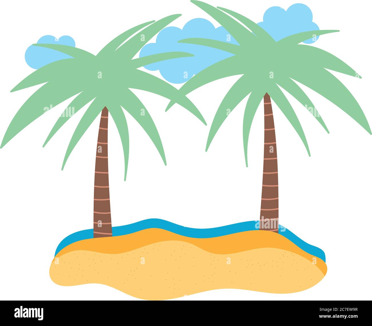 beach sand sea palm trees cartoon isolated design icon vector illustration  Stock Vector Image & Art - Alamy