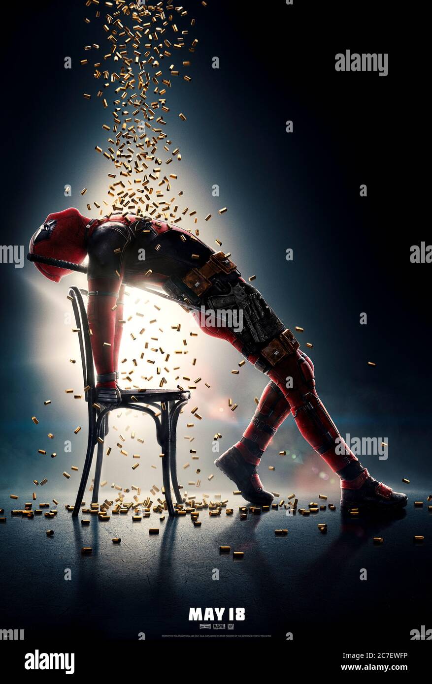 Deadpool 2 (2018) directed by David Leitch and starring Ryan Reynolds, Josh Brolin, and Morena Baccarin. Wade Wilson returns for more irreverent fun. Stock Photo