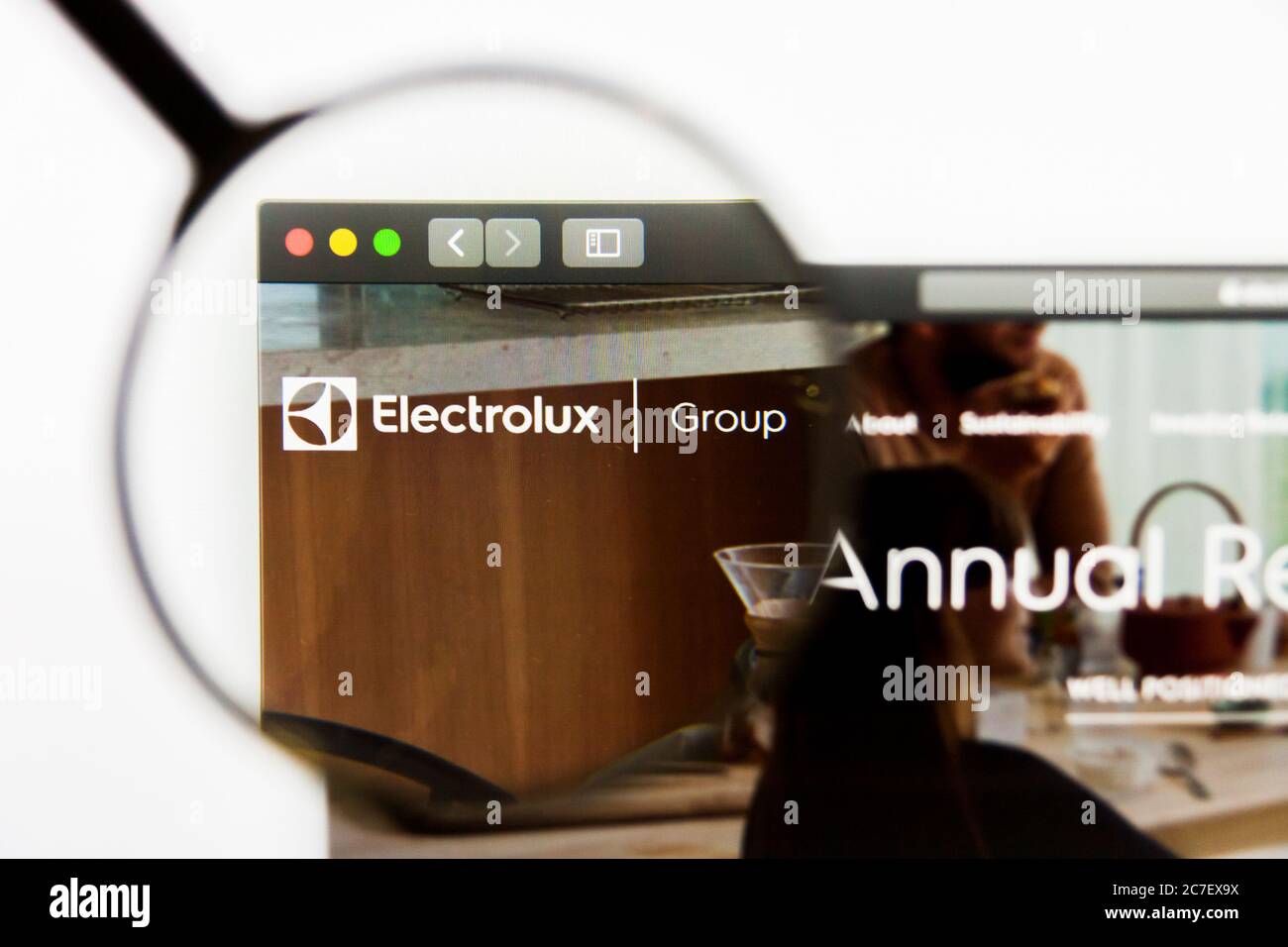 Los Angeles, California, USA - 13 March 2019: Illustrative Editorial, Electrolux Group website homepage. Electrolux Group logo visible on display Stock Photo
