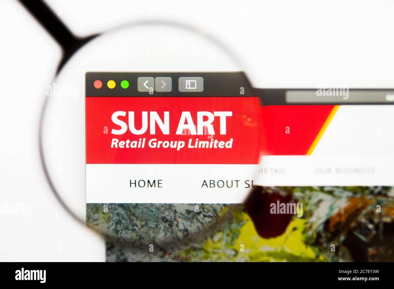 Los Angeles, California, USA - 13 March 2019: Illustrative Editorial, Sun Art Retail Group website homepage. Sun Art Retail Group logo visible on Stock Photo