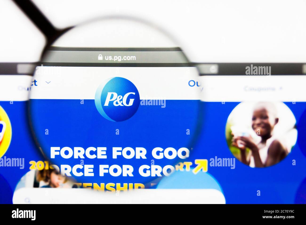 Los Angeles, California, USA - 13 March 2019: Illustrative Editorial, Procter and Gamble website homepage. Procter and Gamble logo visible on display Stock Photo