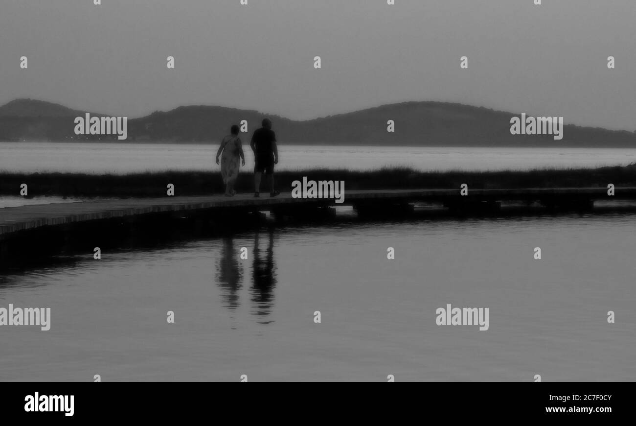 Senior walk from behind Black and White Stock Photos & Images - Alamy