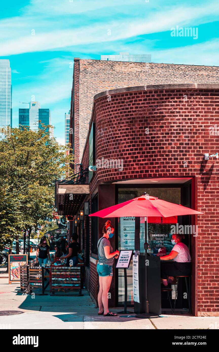 West Loop, ChicagoJuly 16, 2020 Outdoor dining helps restaurants comply with social distancing