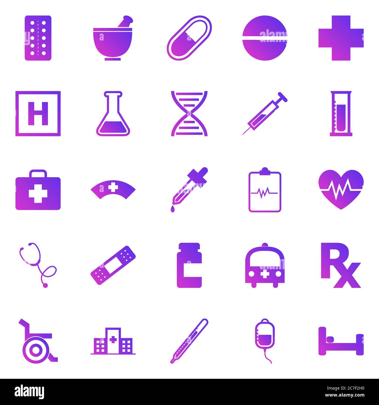 Pharmacy gradient icons on white background, stock vector Stock Vector