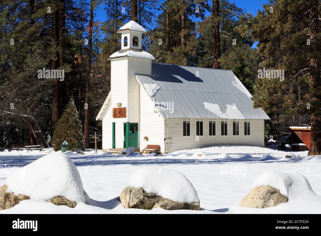 Chapel in snow, Idyllwild, California, USA Stock Photo Alamy