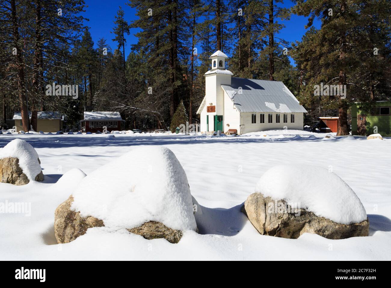 Chapel in snow, Idyllwild, California, USA Stock Photo Alamy