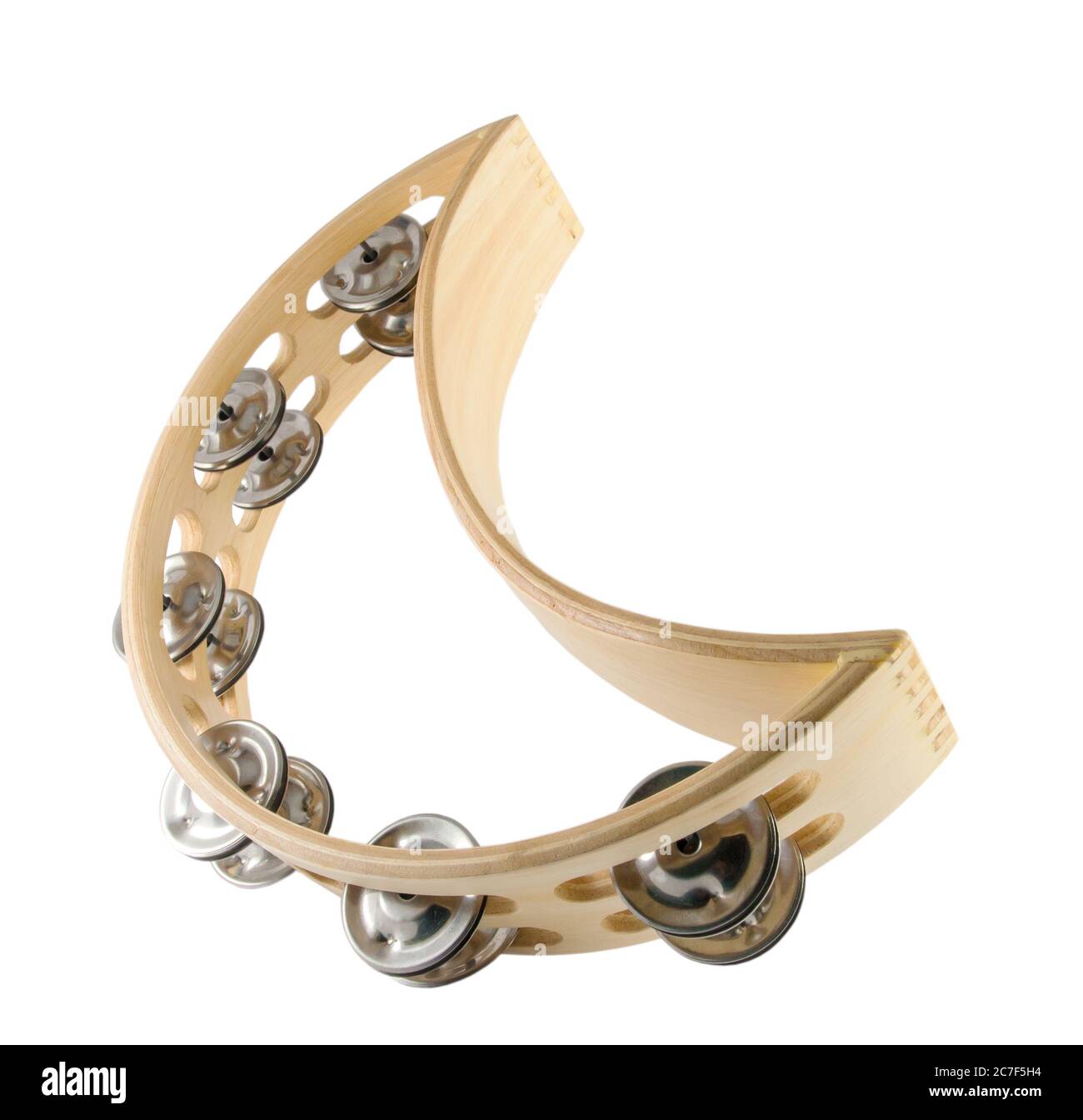 half moon tambourine in white background Stock Photo Alamy