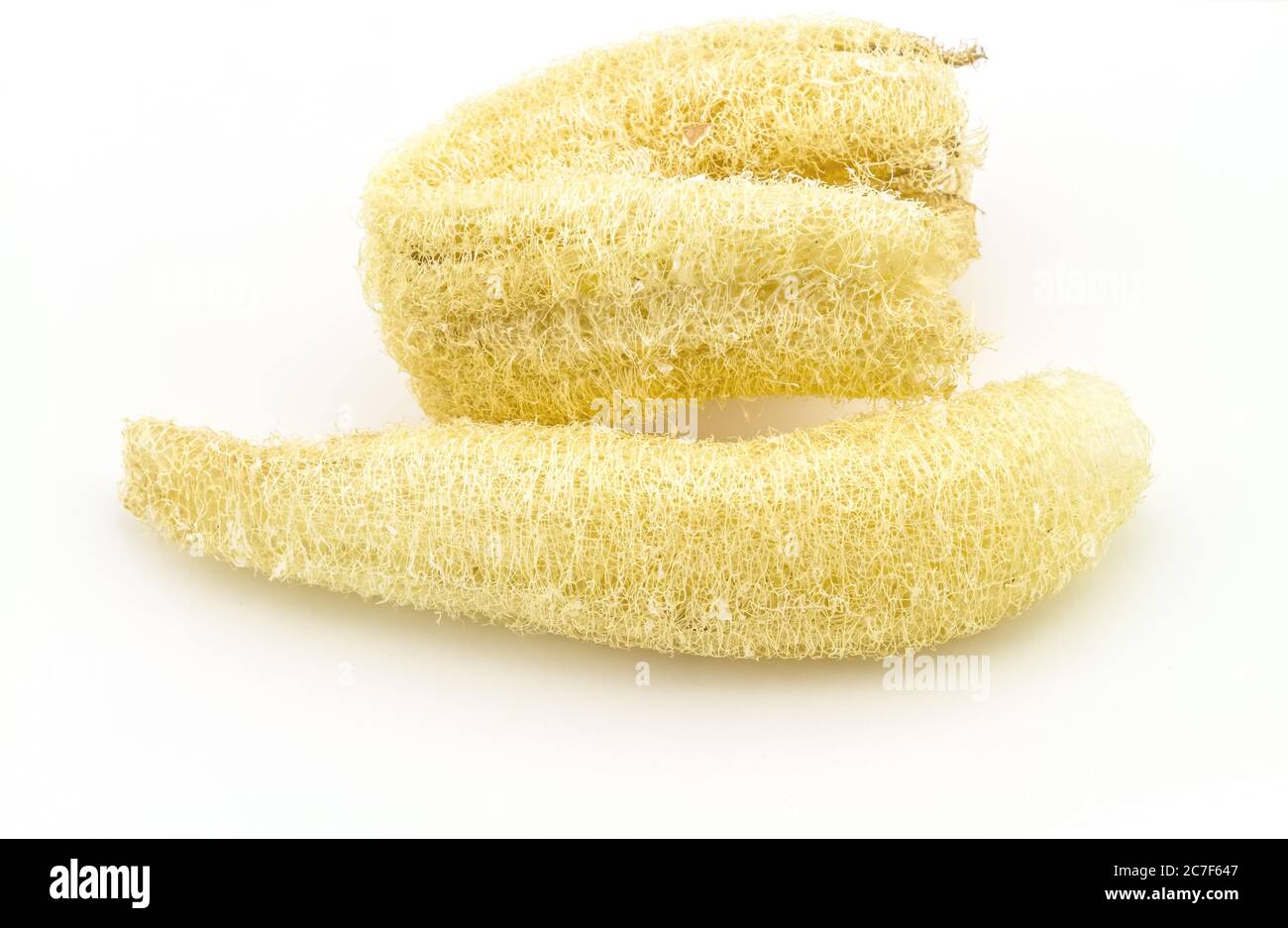 Loofah (Luffa) - natural fiber for body scrubbing  on white background Stock Photo