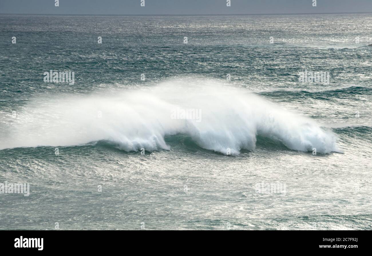 Strong swell, waves breaking on the sea, Sandfly Bay, Dunedin, Otago region, Otago Peninsula, Southland, New Zealand Stock Photo