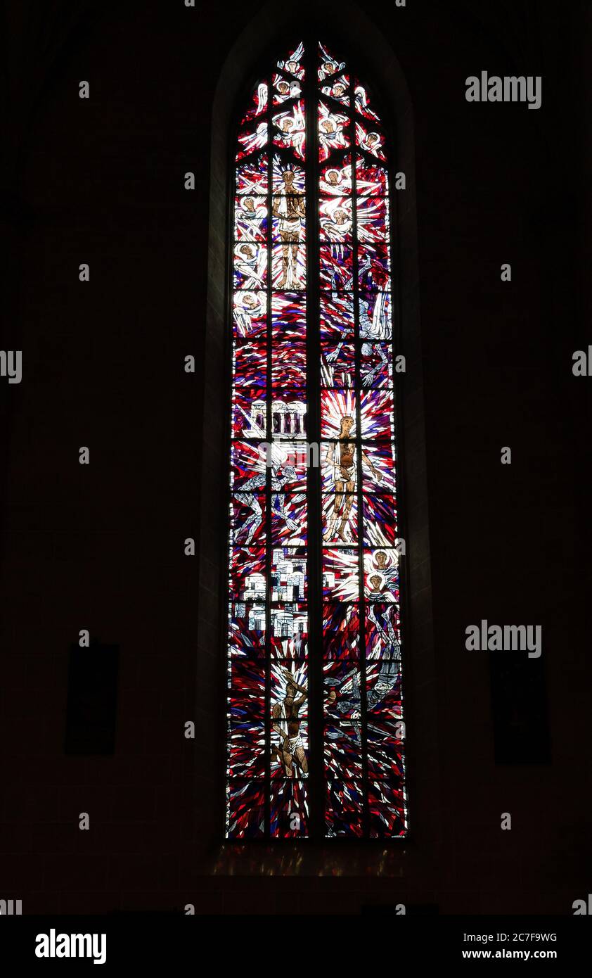 Ulm, BW / Germany - 14 July 2020: stained glass window in the historic minster in Ulm Stock Photo