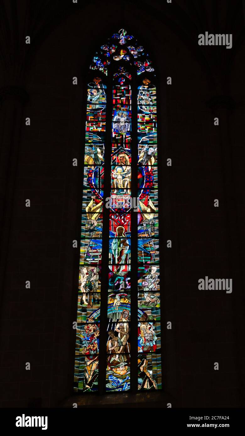 Ulm, BW / Germany - 14 July 2020: stained glass window in the historic minster in Ulm Stock Photo