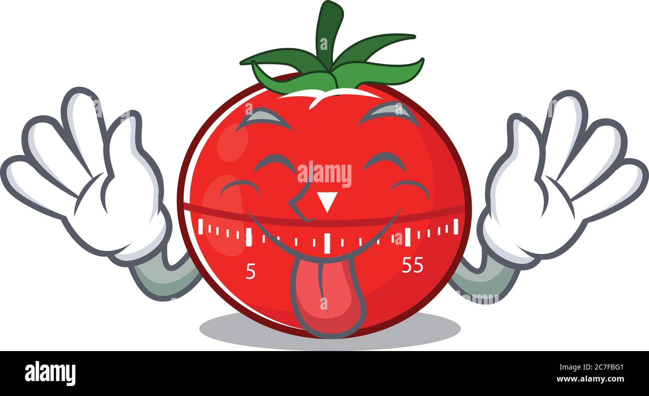 Amusing Tomato Kitchen Timer Cartoon Picture Style With Tongue Out Face 