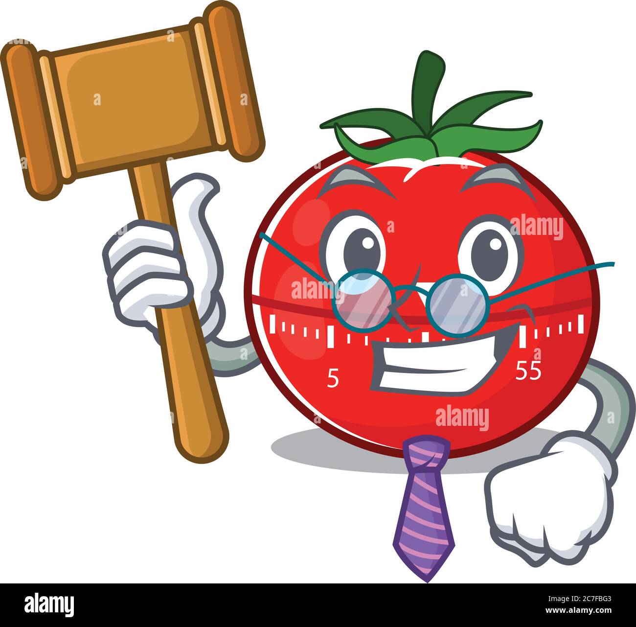 A judicious judge of tomato kitchen timer caricature concept wearing