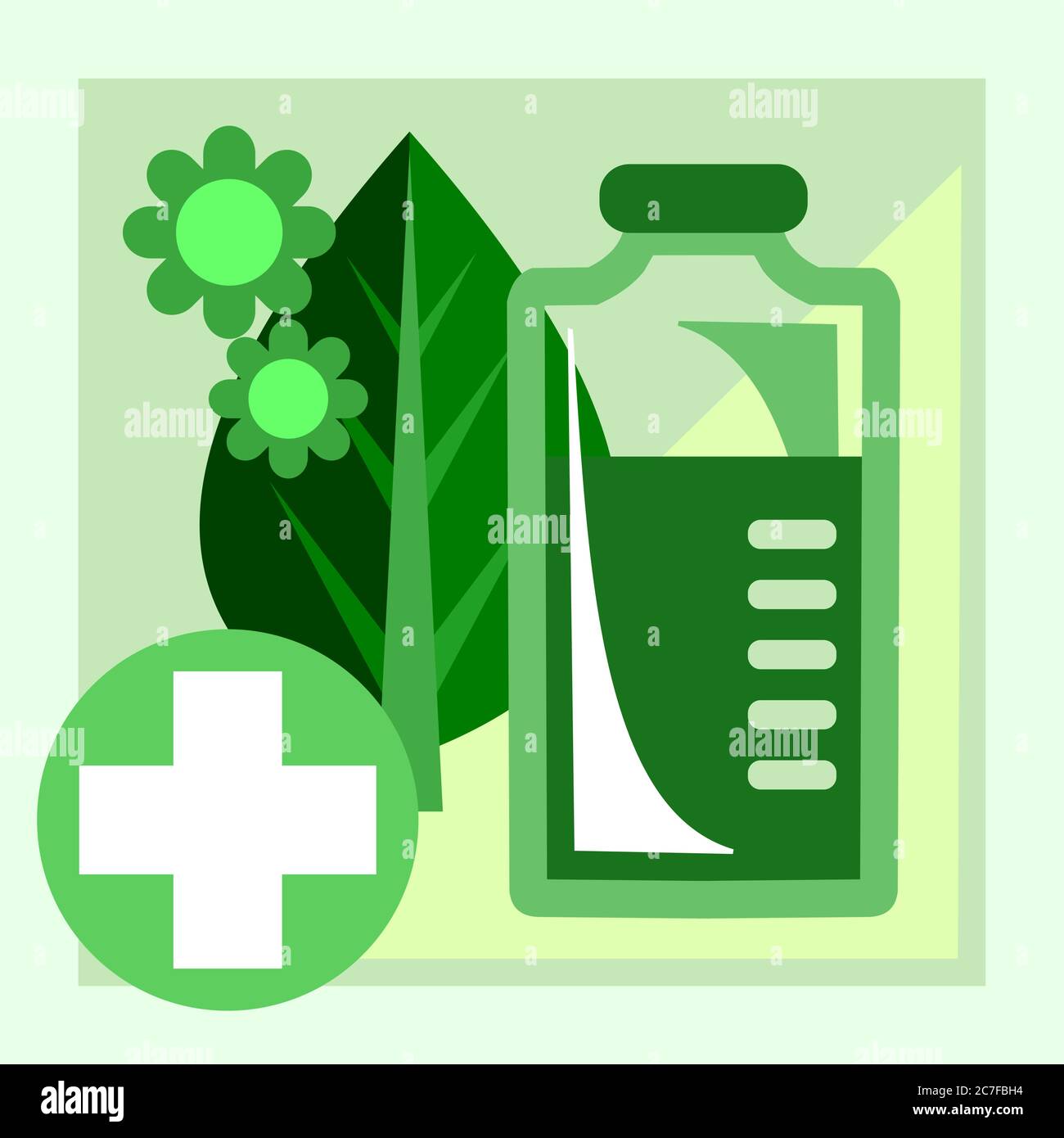 Herbal tinctures. Vector. Natural traditional medicine. Banner, graphic button for the site menu. Symbol of tincture for the production and sale Stock Vector