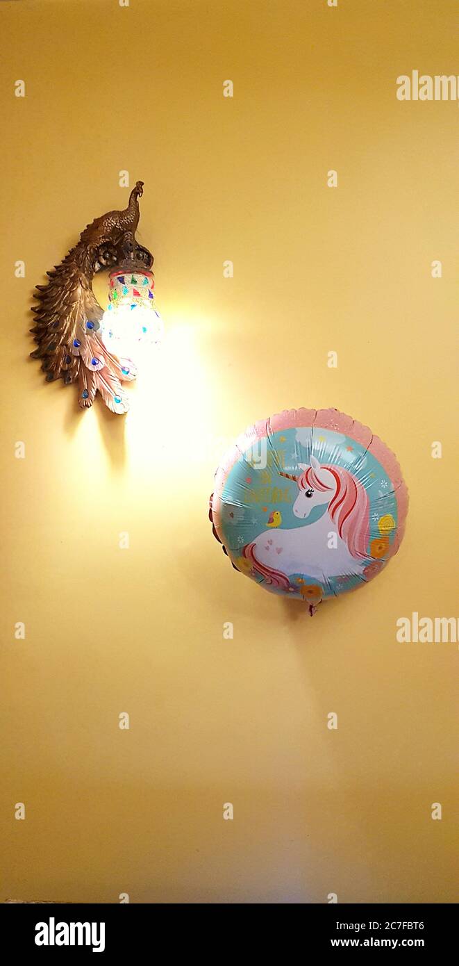 Birthday Decoration with designer Balloon Stock Photo