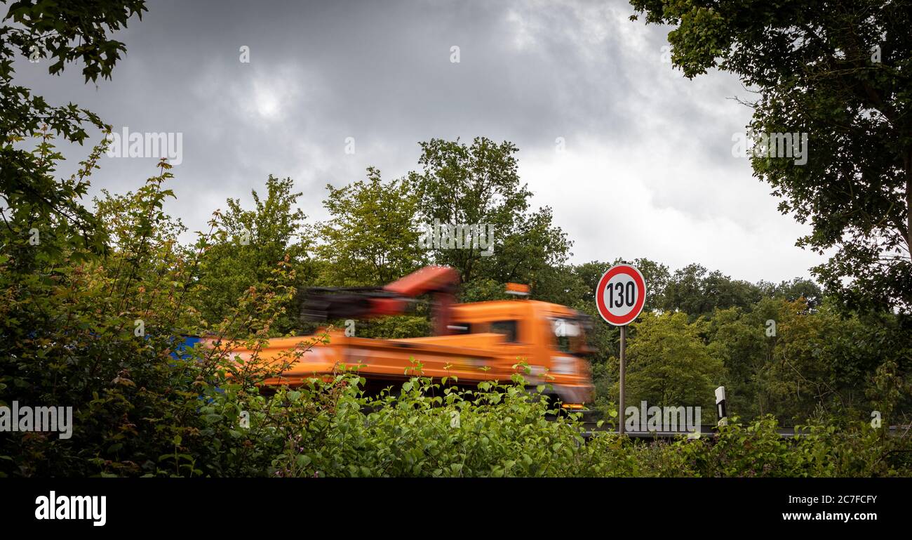 speed limit sign 130 at autobahn, highway Germany,  outdoors Stock Photo