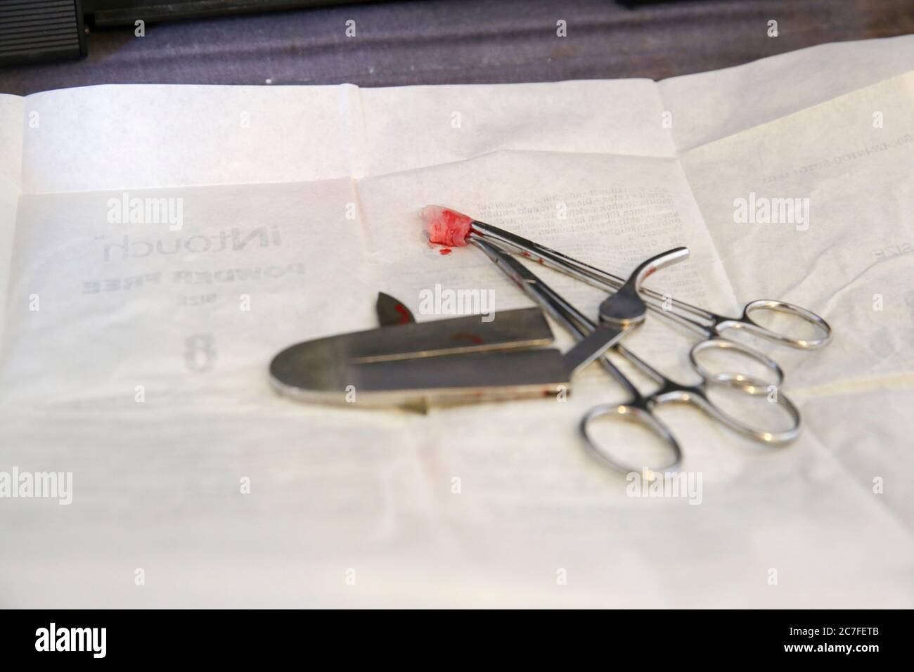 Circumcision - Brit Milah Ceremony the tools and implements used by the Mohel Stock Photo