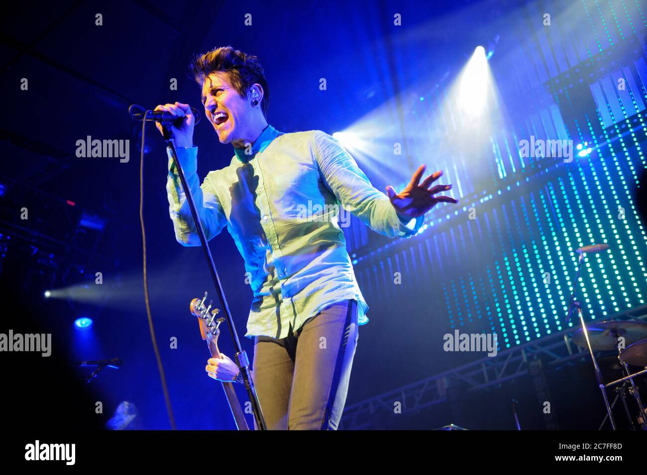 Davey Havok of AFI performs at the 2008 KROQ Almost Acoustic Christmas at the Gibson Amphitheater in Los Angeles. Credit: Jared Milgrim/The Photo Access Stock Photo