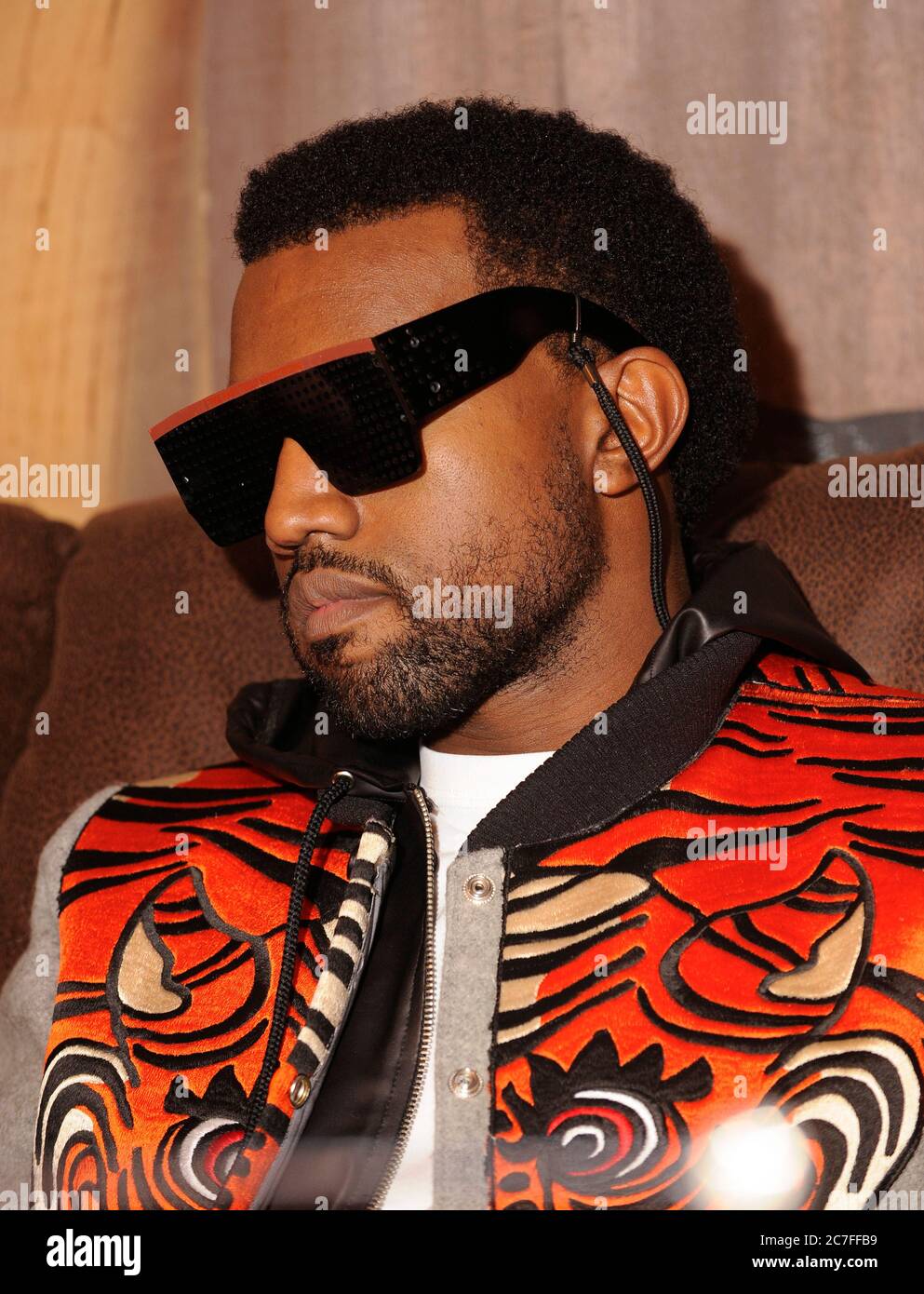 Rap Superstar Kanye West does a radio interview at the 2008 KROQ Almost  Acoustic Christmas Night 2 at the Gibson Amphitheater in Los Angeles.  Credit: Jared Milgrim/The Photo Access Stock Photo - Alamy