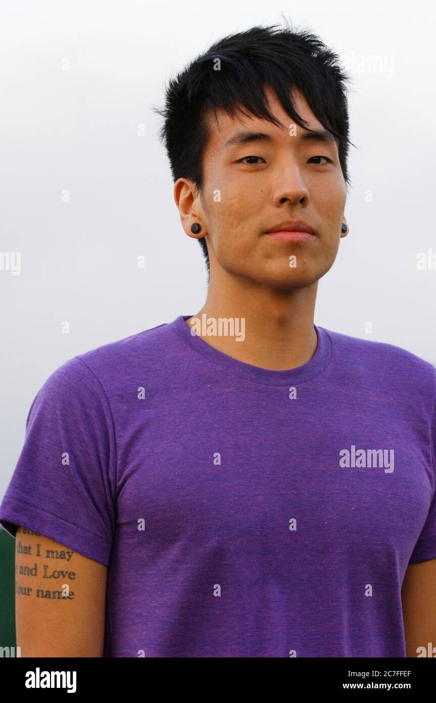 Kenny Choi of Daphne Loves Derby backstage portrait at the Bamboozle Left at the Verizon Wireless Amphitheater in Irvine. Credit: Jared Milgrim/The Photo Access Stock Photo