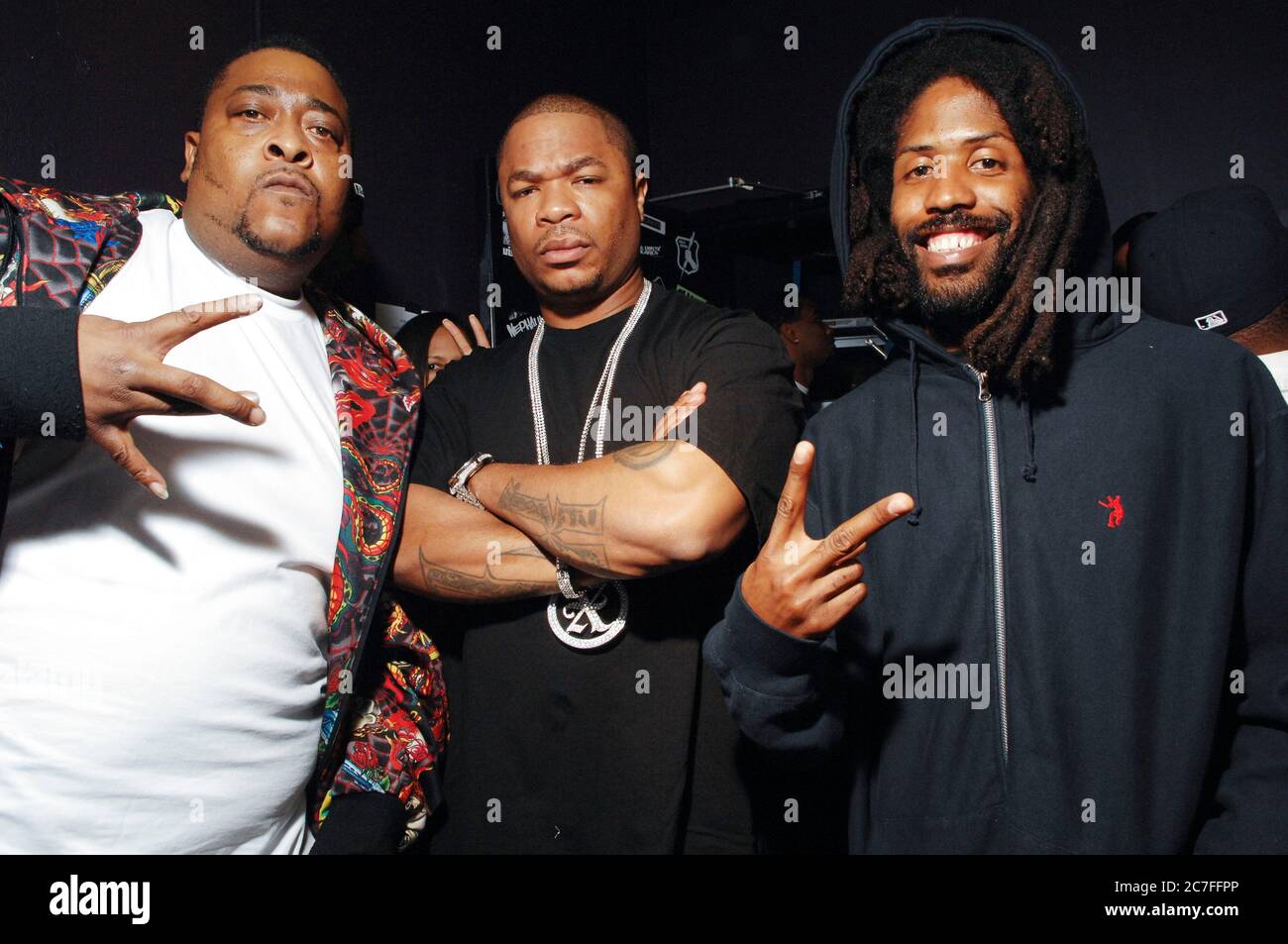 rap artist xzibit during his guest appearance on mtv's... (L-R) Guest, Xzibit and Murs backstage portrait at the Key Club on ...