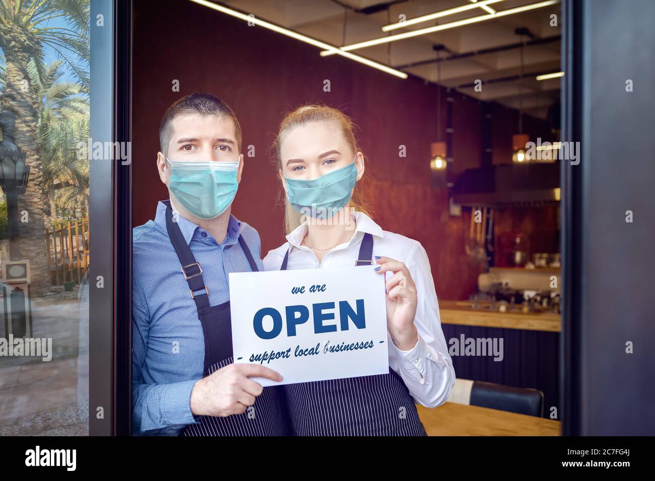 Reopening of a small business activity after the covid-19 lockdown quarantine Stock Photo