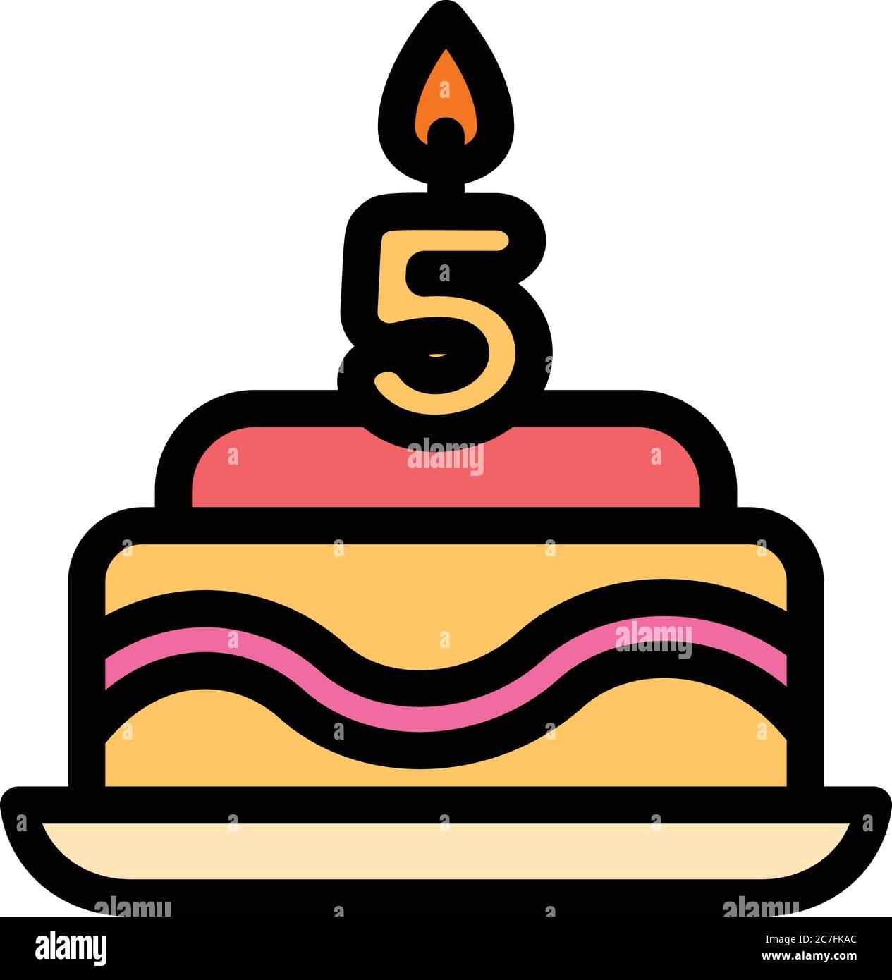 Birthday cake icon. Outline birthday cake vector icon for web design