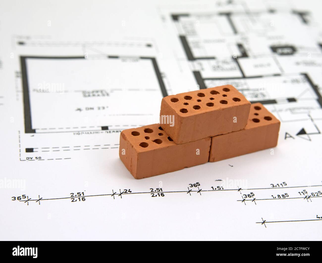 Plan for new house construction in brick construction Stock Photo - Alamy