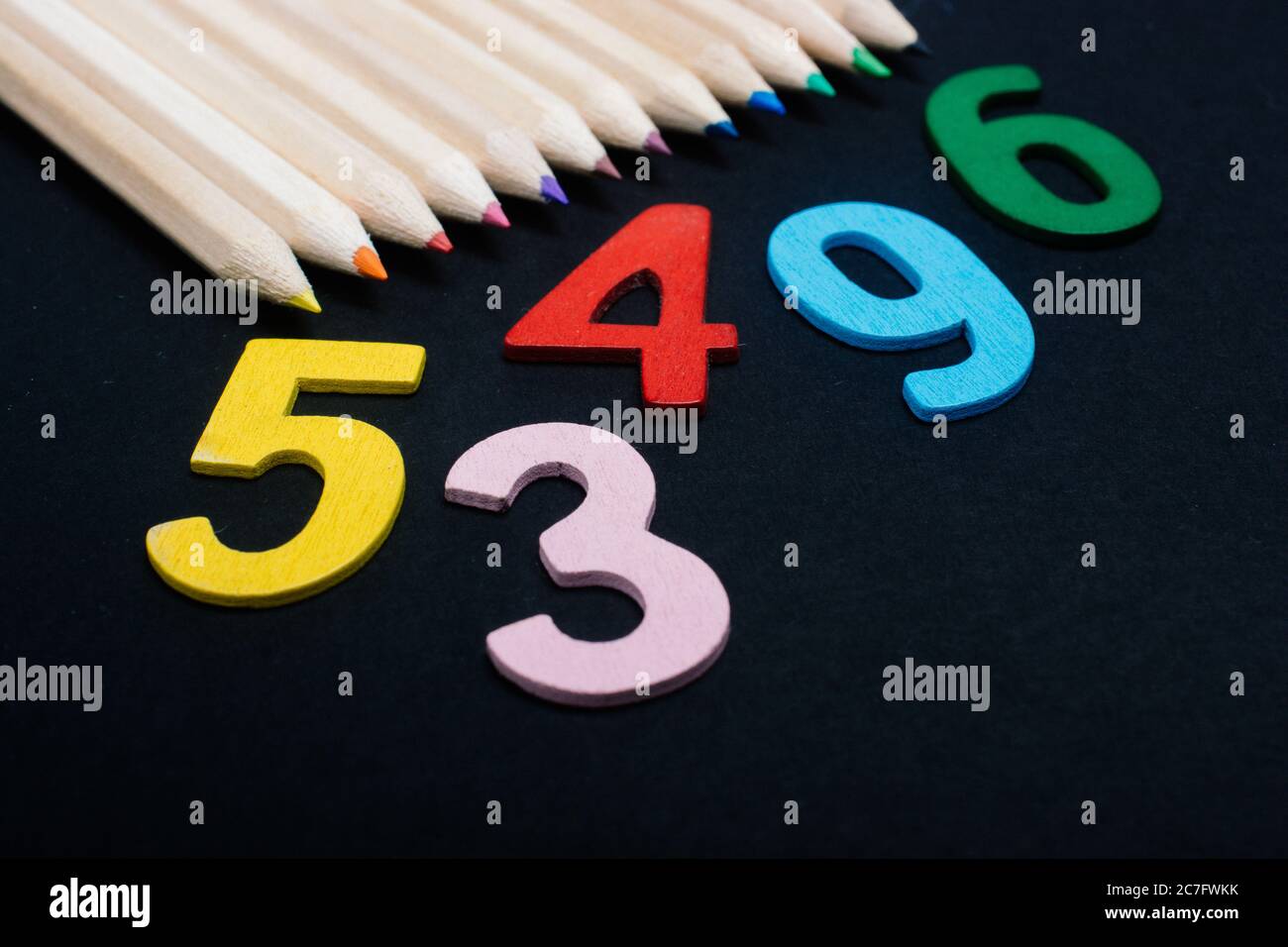 Math Different Color Math Numbers color pencils. mathematics learning teach concept Stock ...