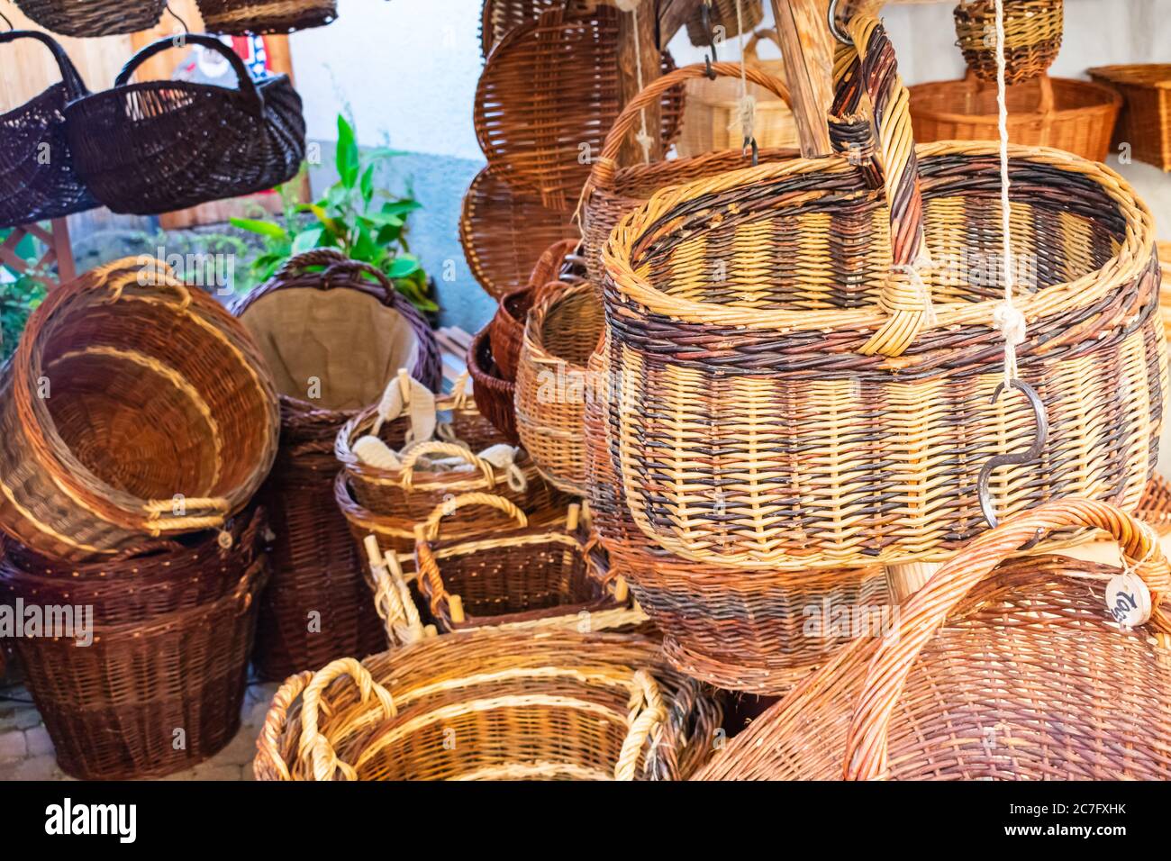 Wicker baskets outside craft shop hires stock photography and images