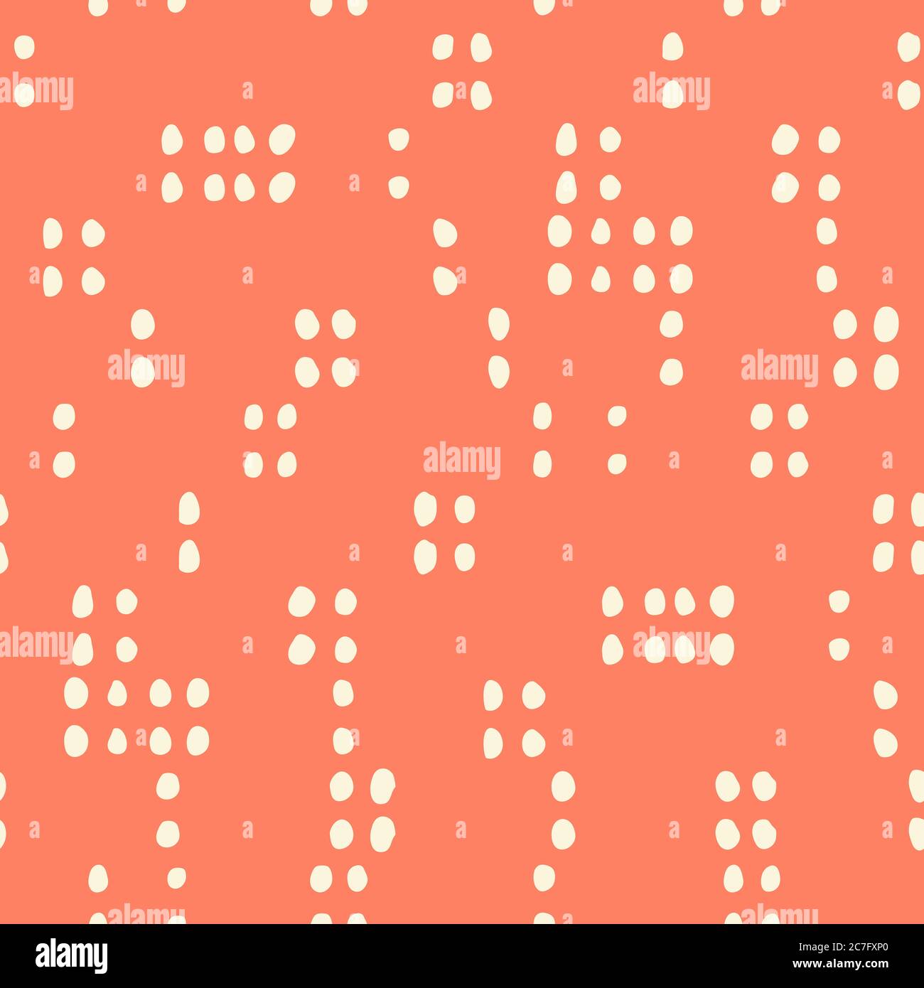 Retro Geo Dotted Shapes Vector Seamless Pattern. Abstract Geometric Background Stock Vector