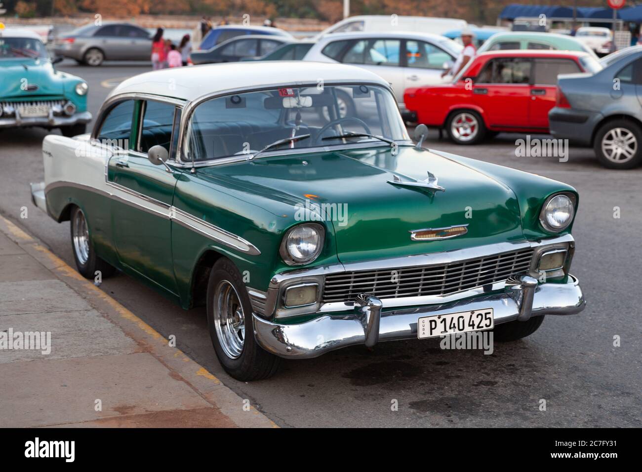 Havana, Cuba - 1 February 2015: Retro car chevrolet bel air 1956