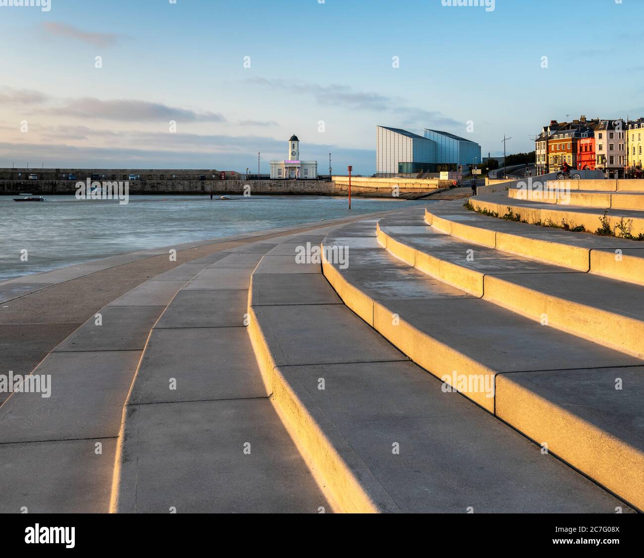 Evening light on Margate seafront; including the Turner Contemporary and Droit House. Stock Photo