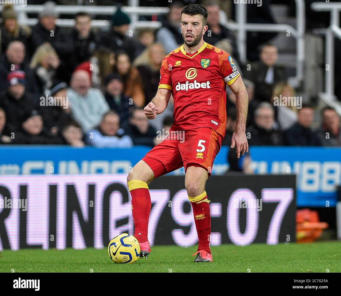 1st February 2020, St. James's Park, Newcastle, England; Premier League, Newcastle United v Norwich City : Grant Hanley (5) of Norwich City in action Stock Photo
